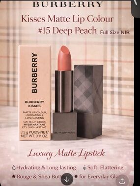 Burberry Kisses Matte Lip Colour #15 Deep Peach - Warm Peach Toned Lipstick